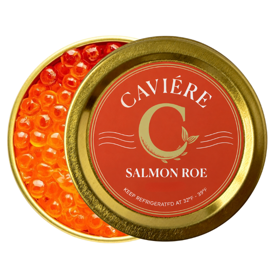 Caviére Alaskan salmon roe (ikura) with large, glossy orange pearls